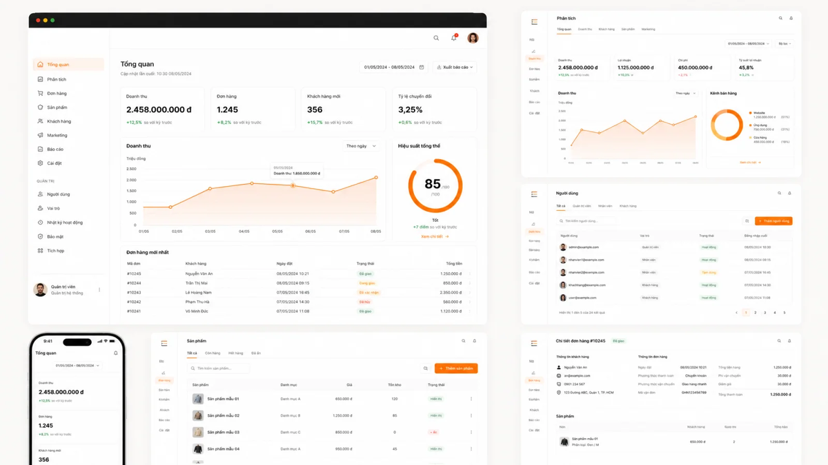 Dashboard số liệu và báo cáo của DashFlow