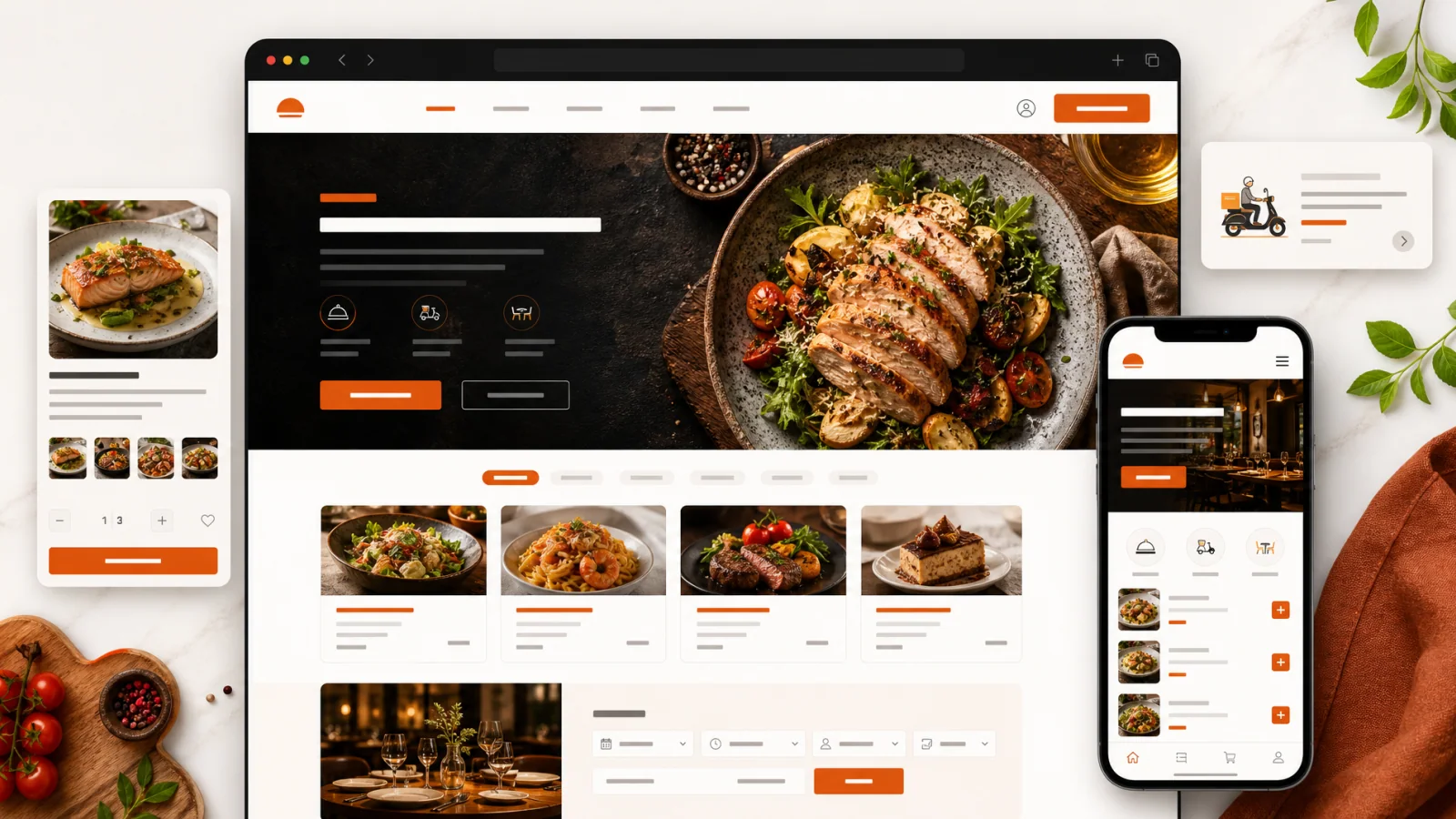 Foodie — Nhà hàng & Cafe - Tổng quan giao diện