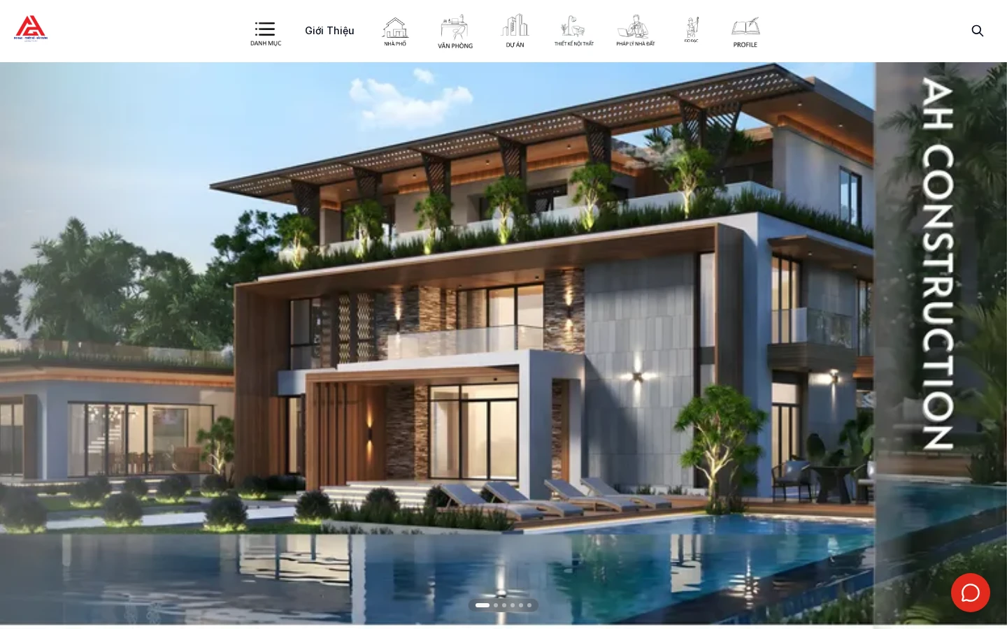 Giao diện website Xây Dựng AH do 37digi triển khai